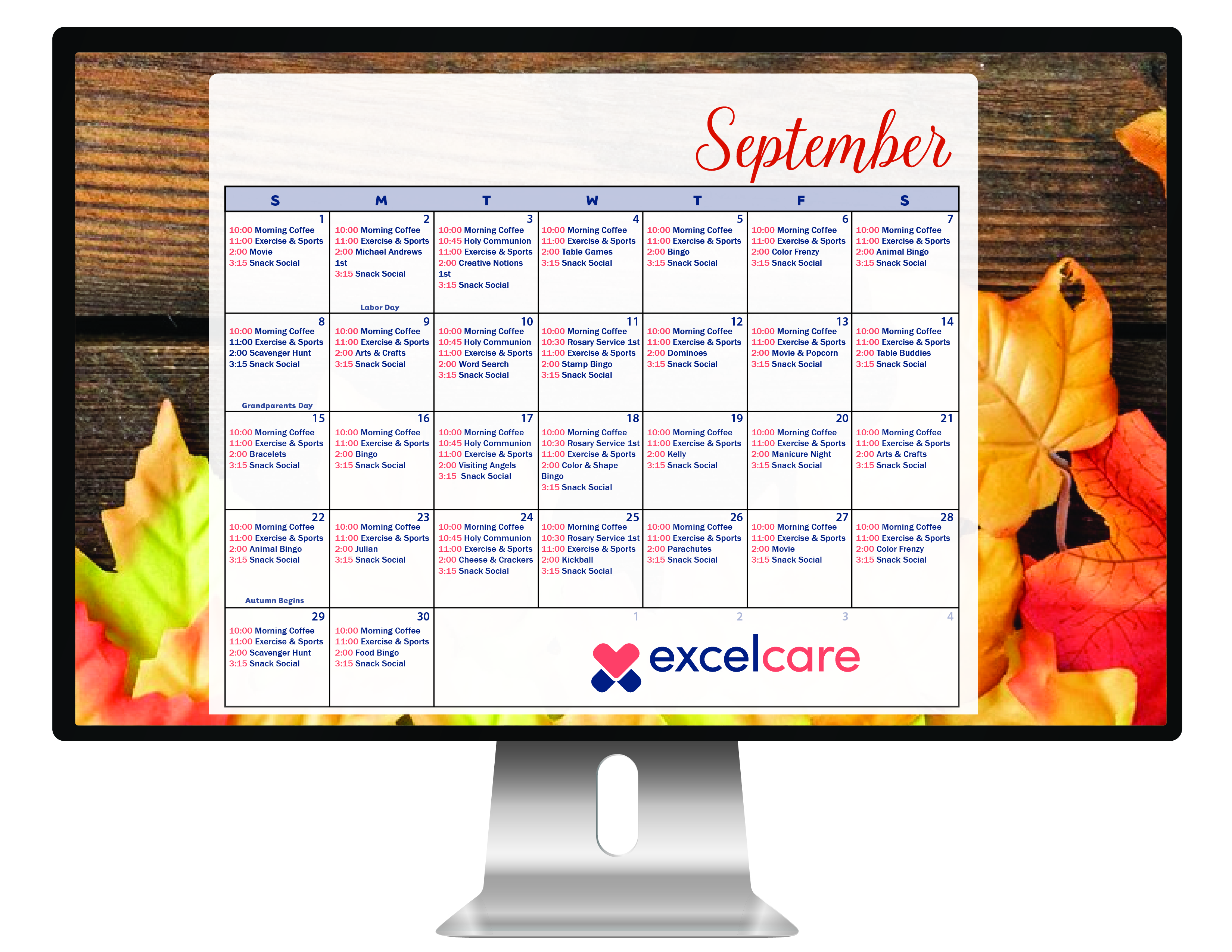 Excelcare Wayne Calendar